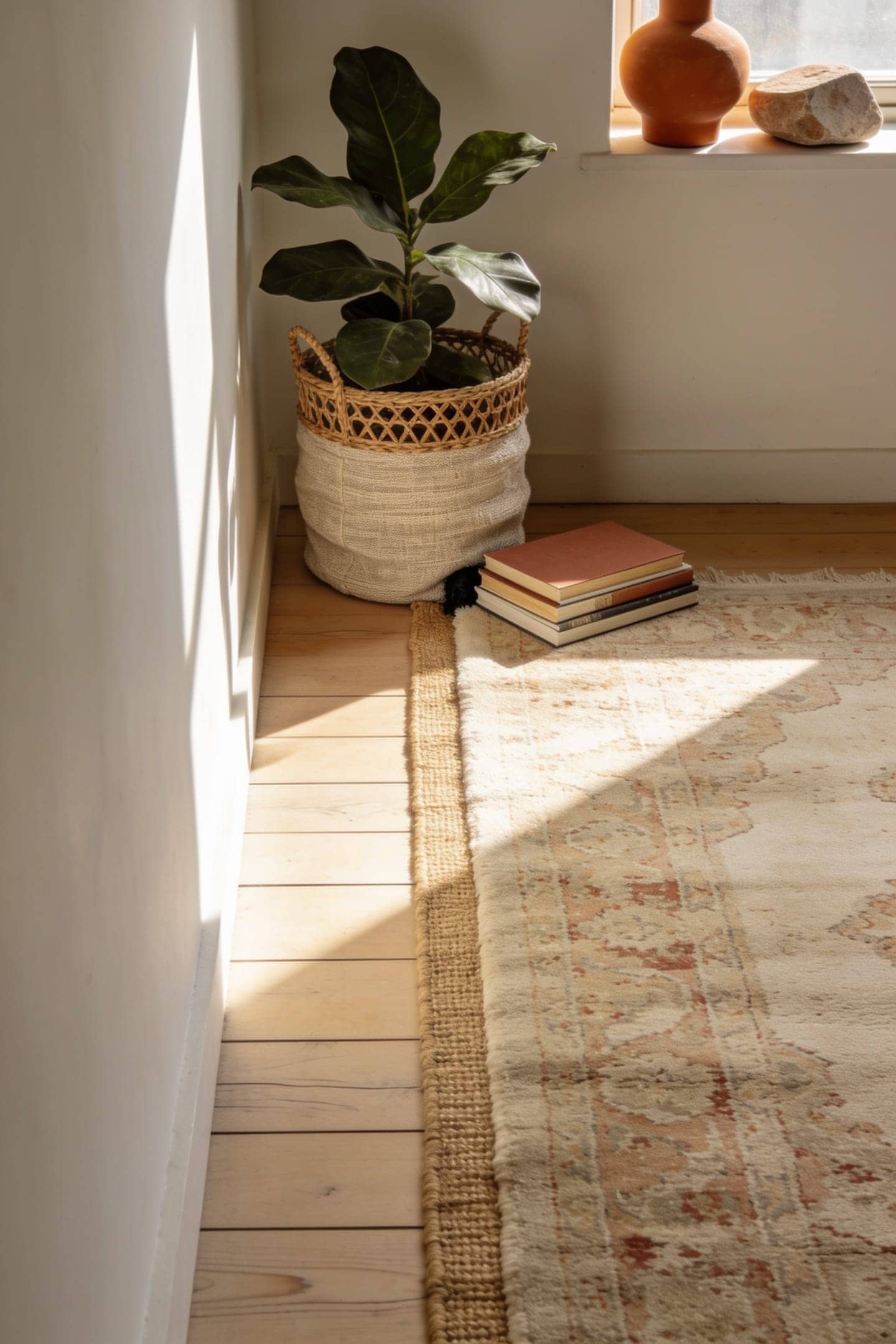 vintage style area rug in a living room
